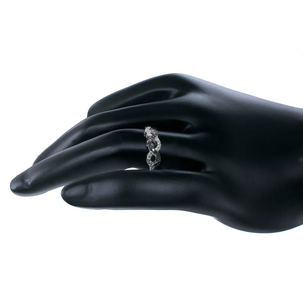 0.35 cttw Black and White Diamond Infinity Ring in Sterling Silver