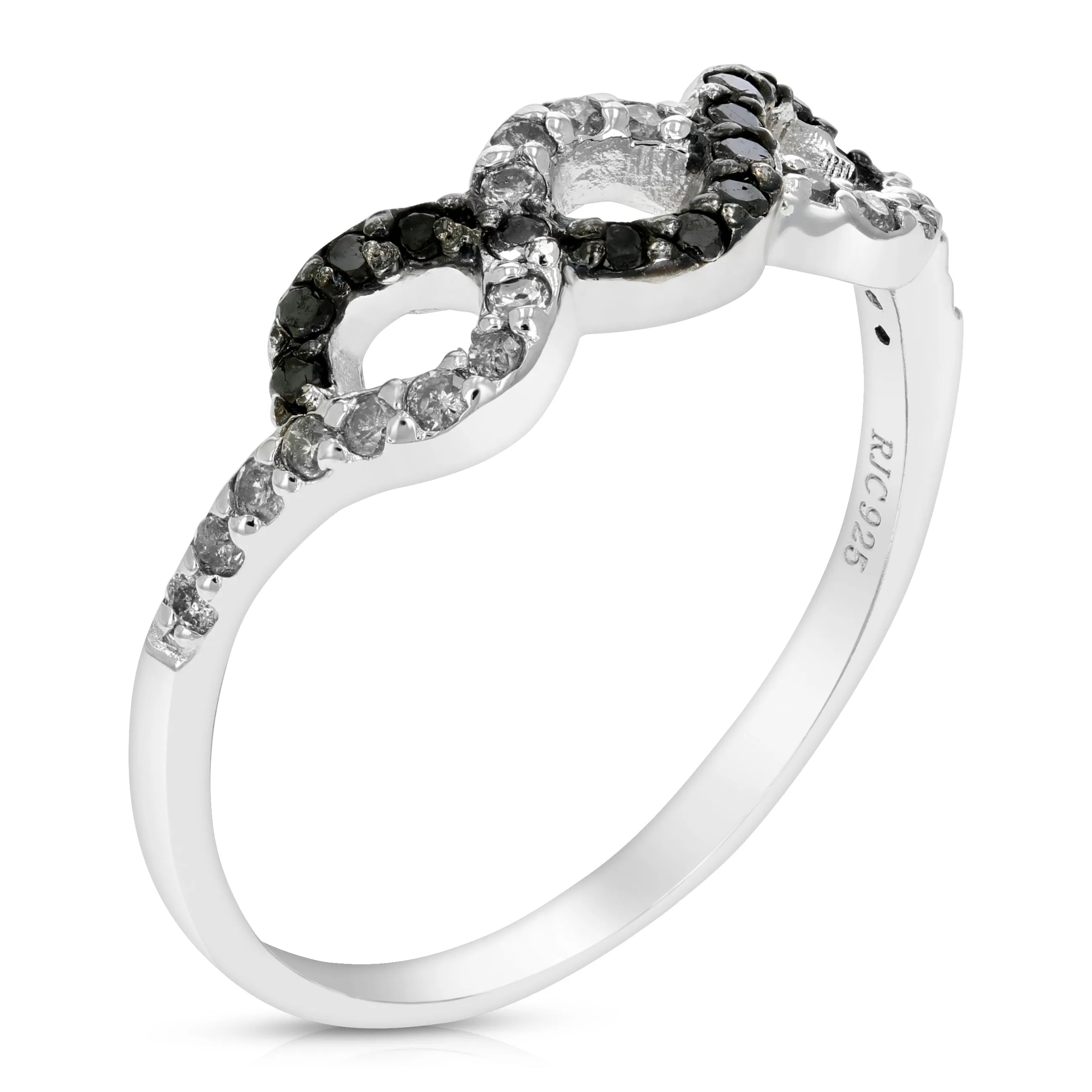 0.35 cttw Black and White Diamond Infinity Ring in Sterling Silver