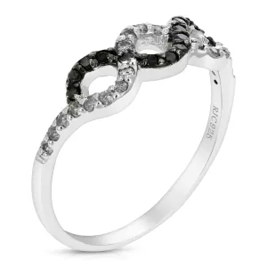 0.35 cttw Black and White Diamond Infinity Ring in Sterling Silver