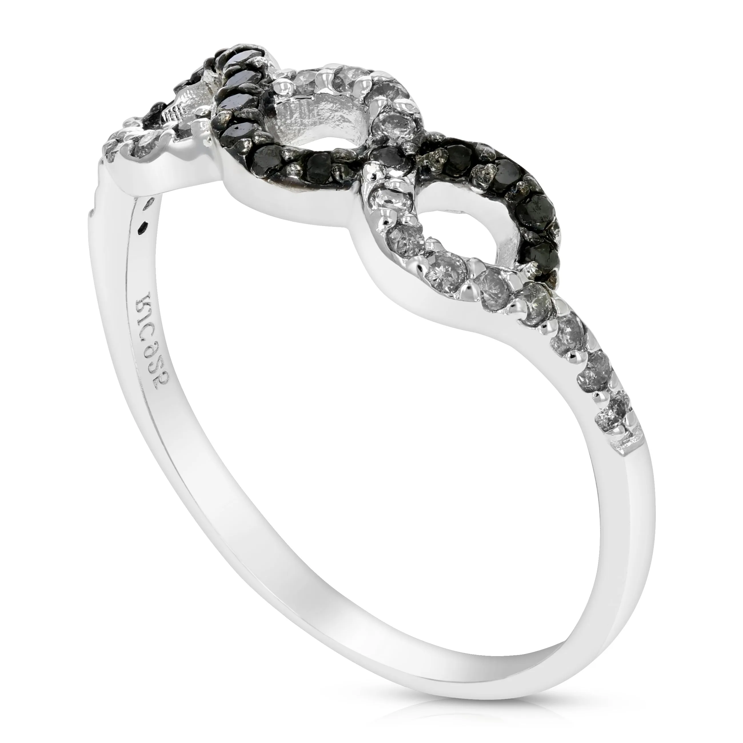 0.35 cttw Black and White Diamond Infinity Ring in Sterling Silver