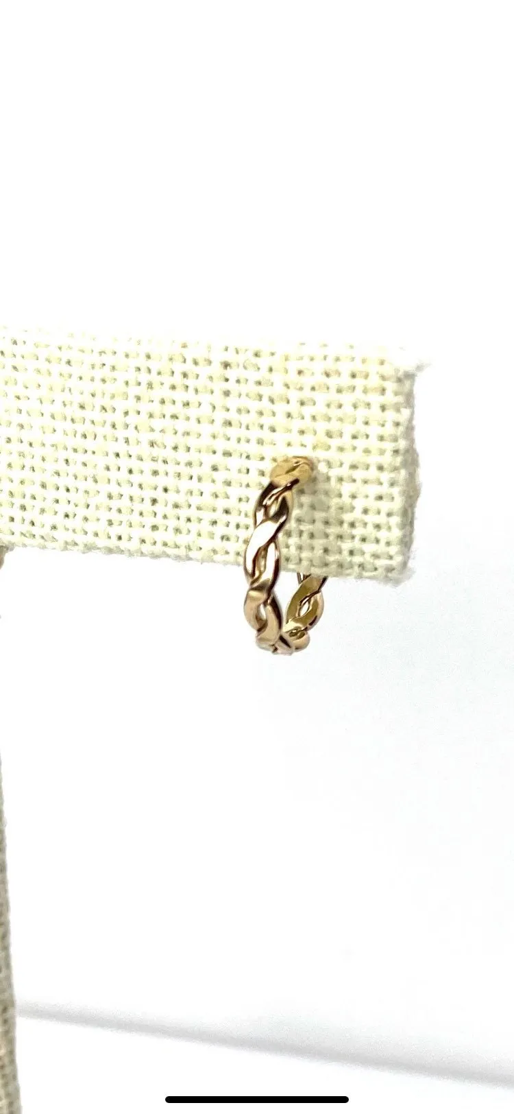 14KGF 12 0mm Woven 3/4 Hoop Post Earrings, Sku#40113412LR