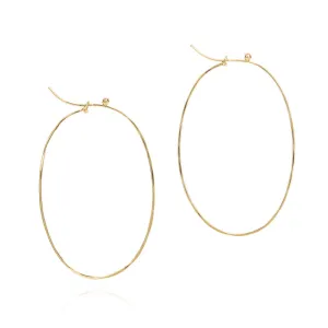 18k yellow gold large flattened oval hoops