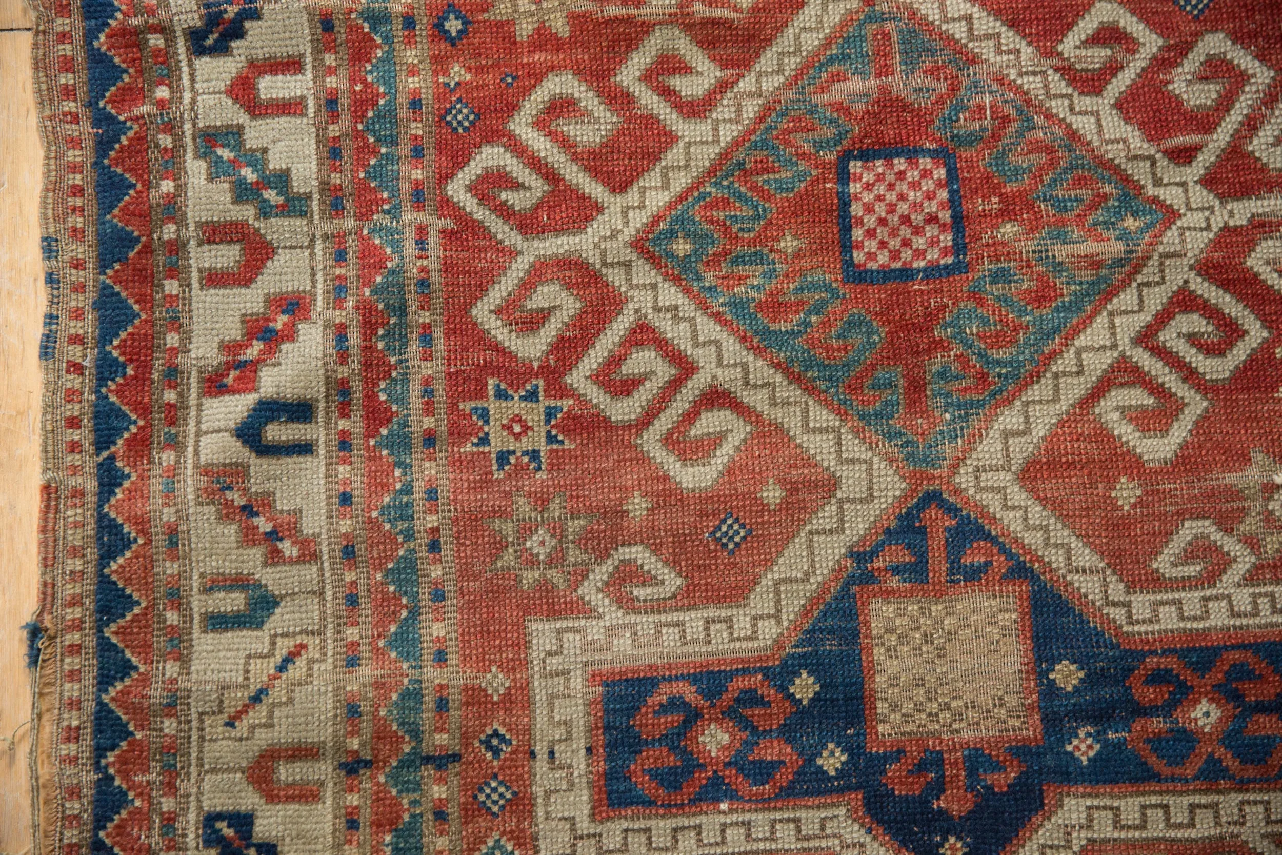 3.5x4 Antique Kazak Square Rug