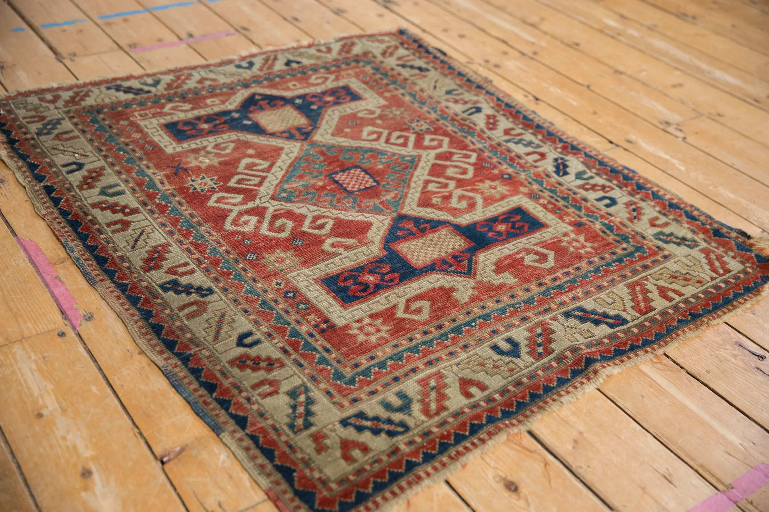3.5x4 Antique Kazak Square Rug
