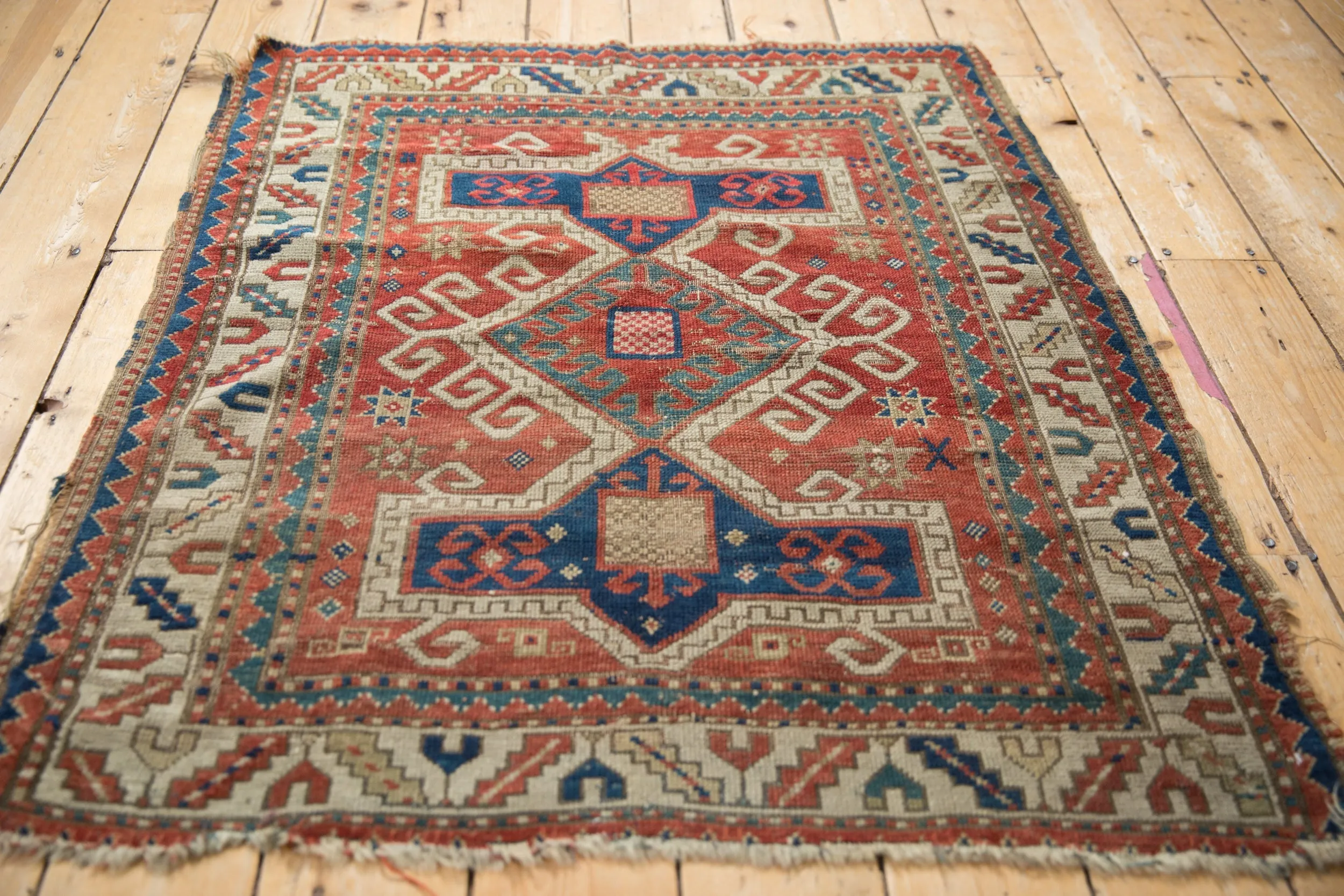 3.5x4 Antique Kazak Square Rug