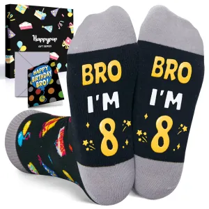 8th Birthday Gifts Ideas for Boys - Socks for Kids Age 8, Gifts for Eight Year Olds, Presents for 8 Year Old Boys, Happy Birthday Gift Box with Greeting Card