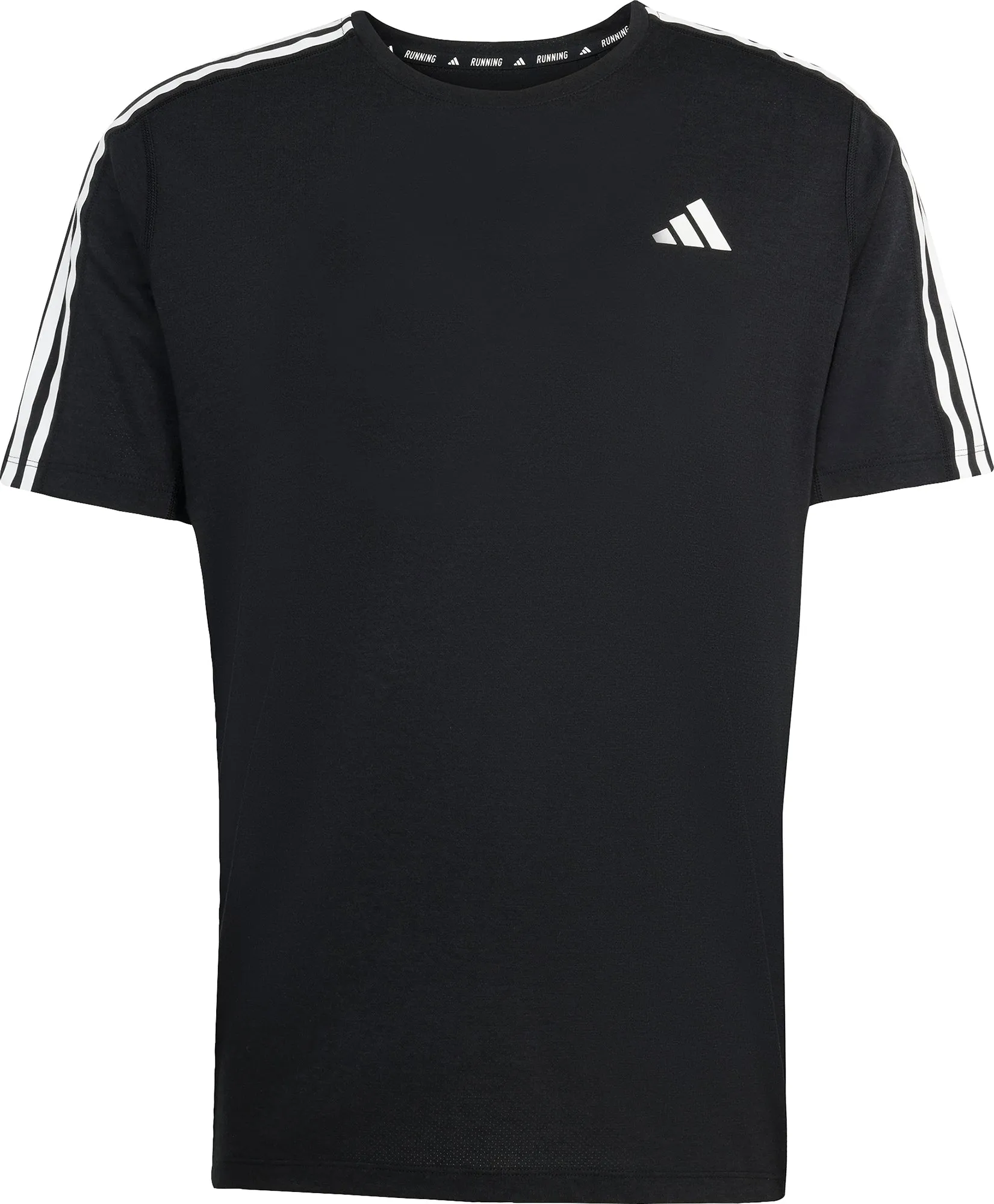 adidas Own The Run 3 Stripes Short Sleeve Mens Running Top - Black