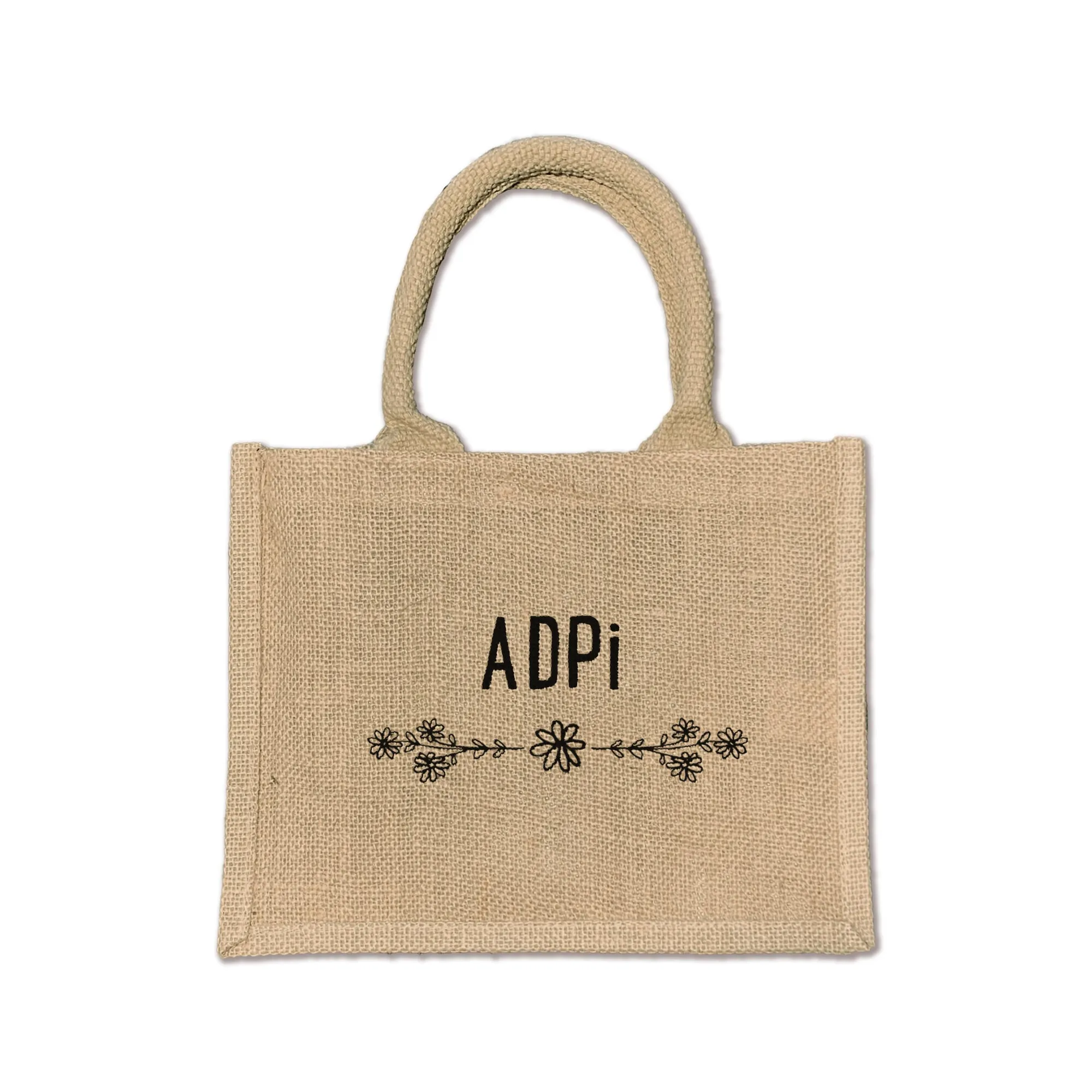 Alpha Delta Pi Floral Burlap Sorority Tote Bag – Perfect for Greek Life and College