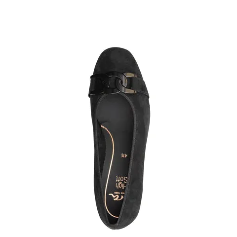 ARA GALLANT BLACK SUEDE PUMP WITH CHAIN LINK