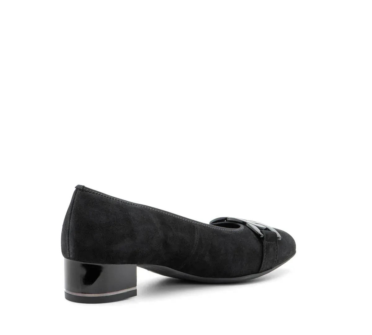 ARA GALLANT BLACK SUEDE PUMP WITH CHAIN LINK