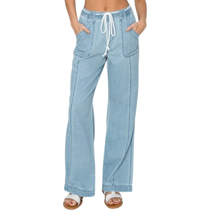 Ariana High Rise Straight Drawstring Pants