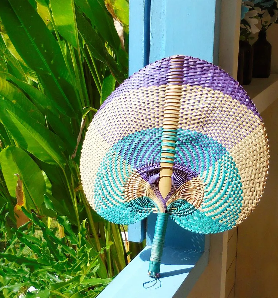 Balinese Woven Hand Fan "Sea Breeze"