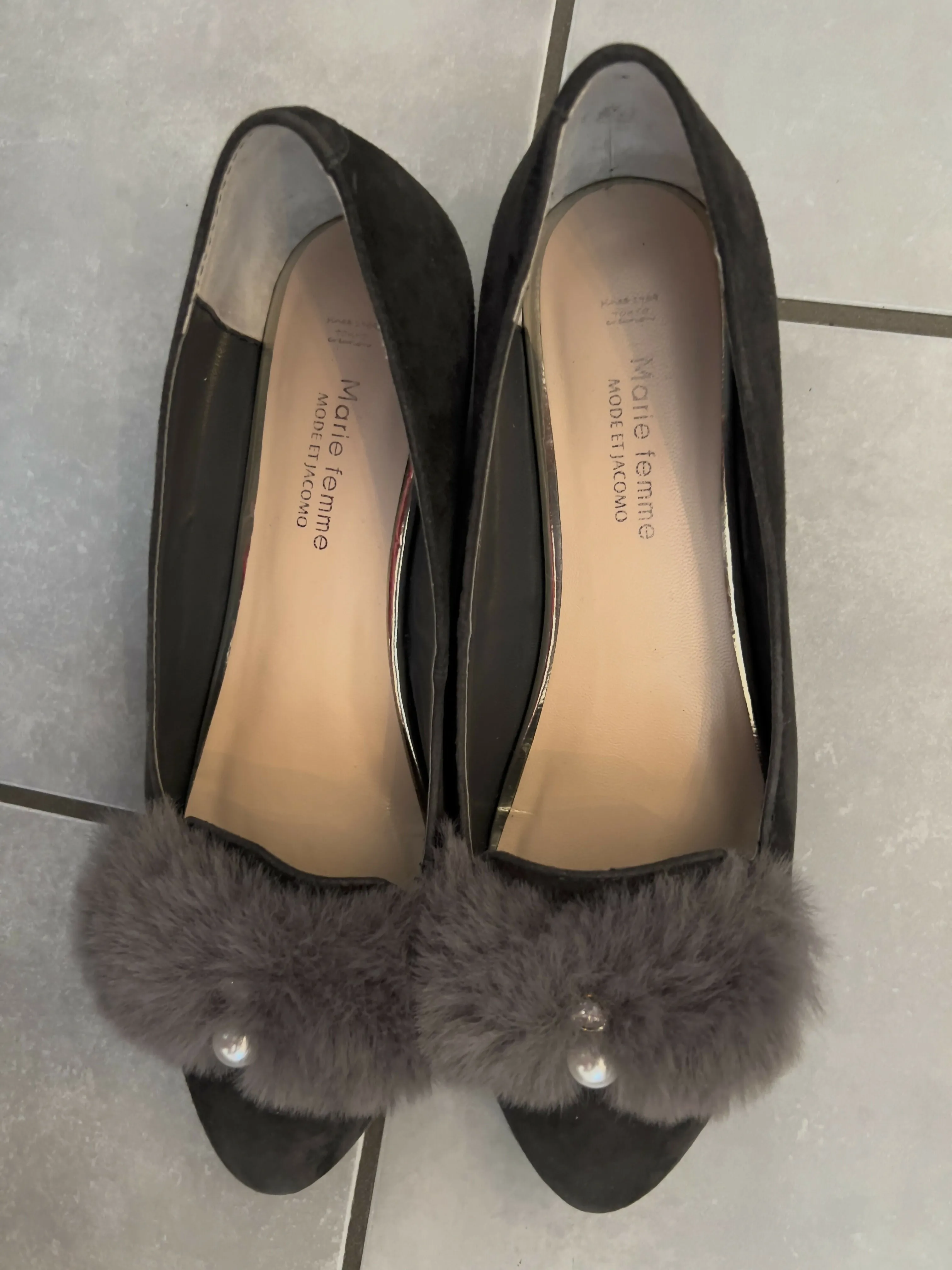 Ballerina/Flat Gr. 37 Suede/Leder schwarz
