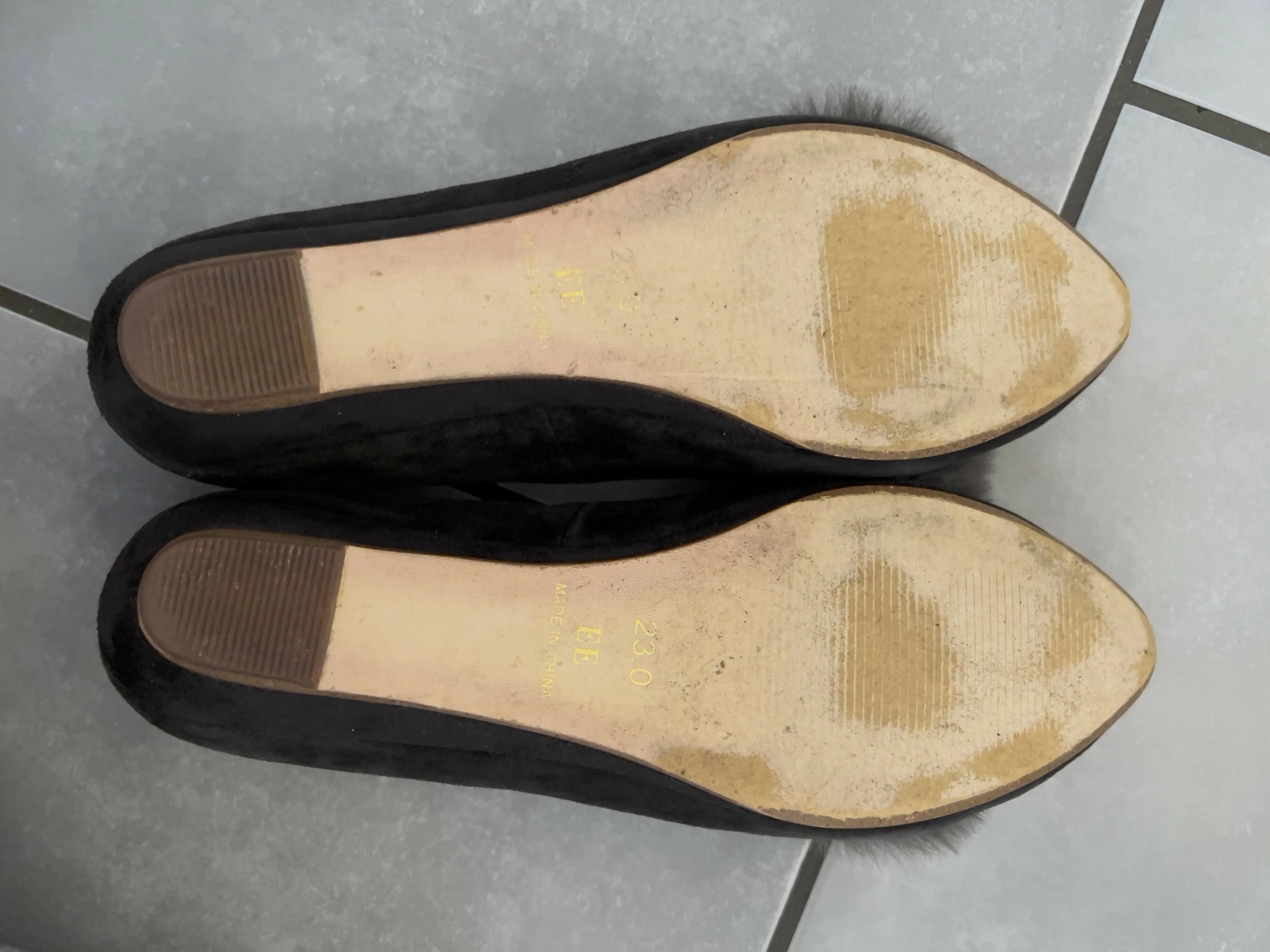 Ballerina/Flat Gr. 37 Suede/Leder schwarz
