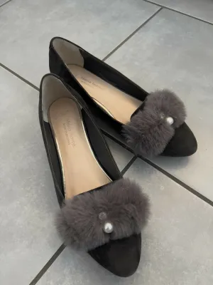 Ballerina/Flat Gr. 37 Suede/Leder schwarz