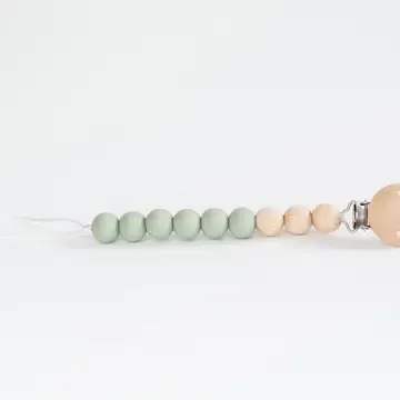 Beaded Wooden & Silicone Pacifier Clip