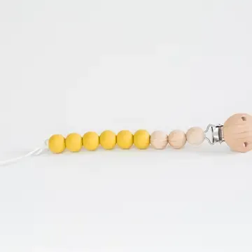 Beaded Wooden & Silicone Pacifier Clip