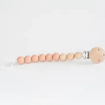 Beaded Wooden & Silicone Pacifier Clip