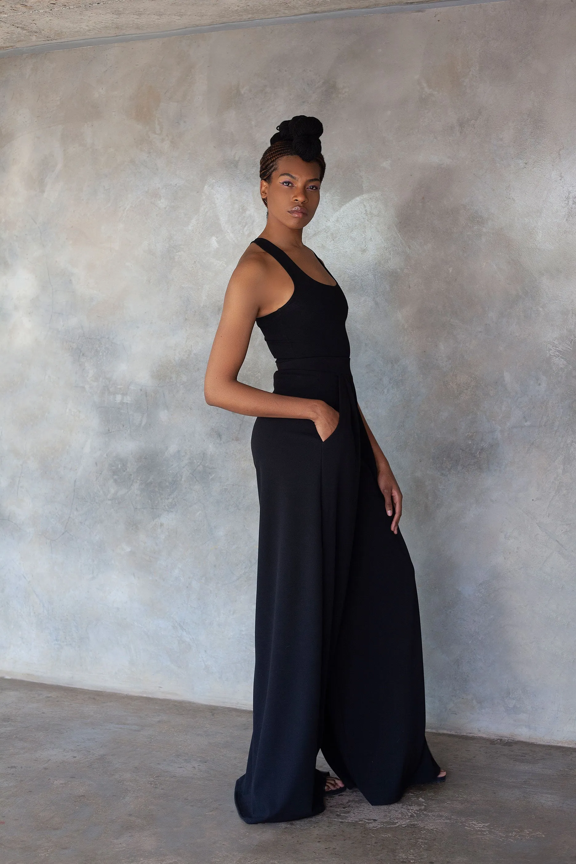 Black Stroll Wide Leg Pants