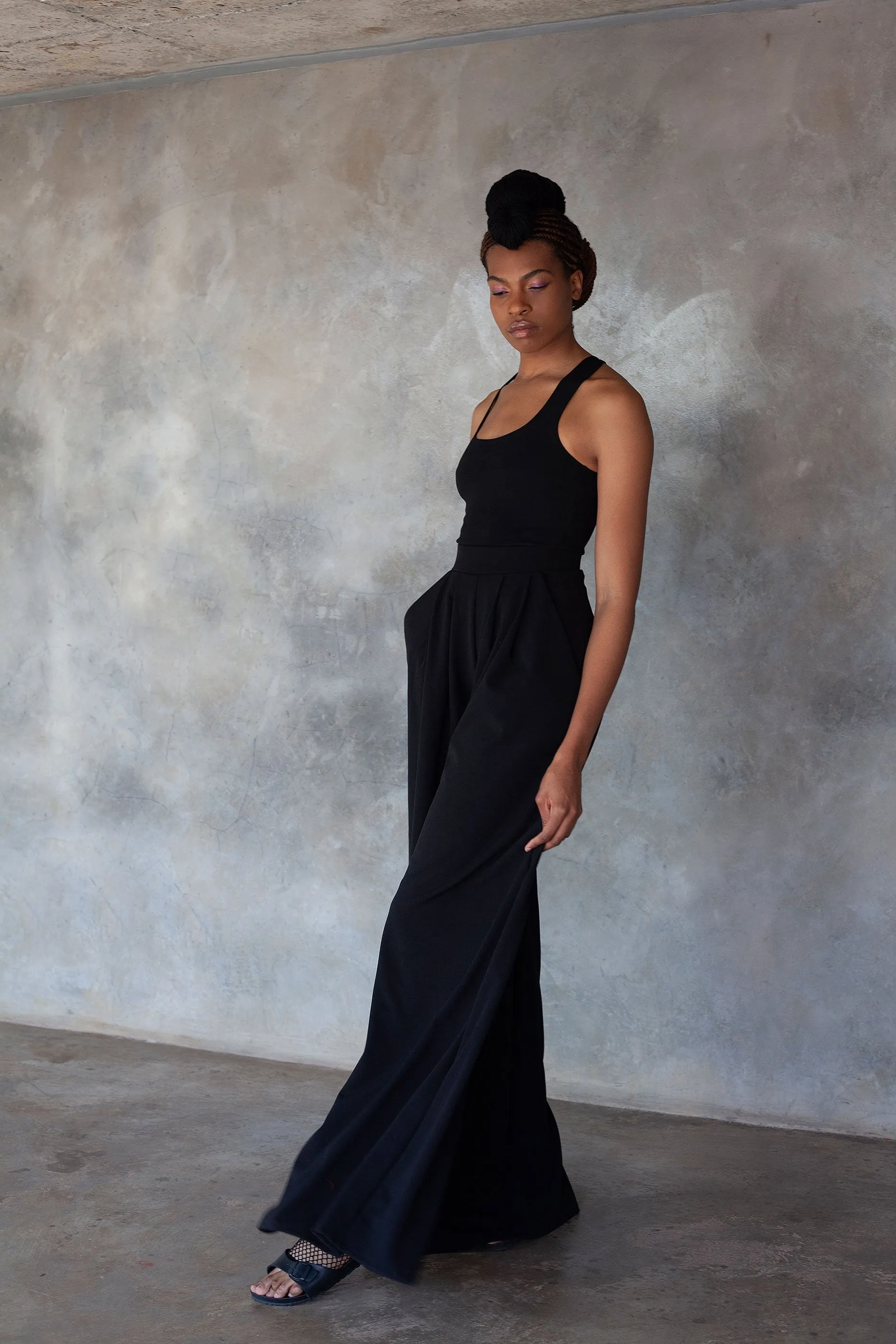 Black Stroll Wide Leg Pants
