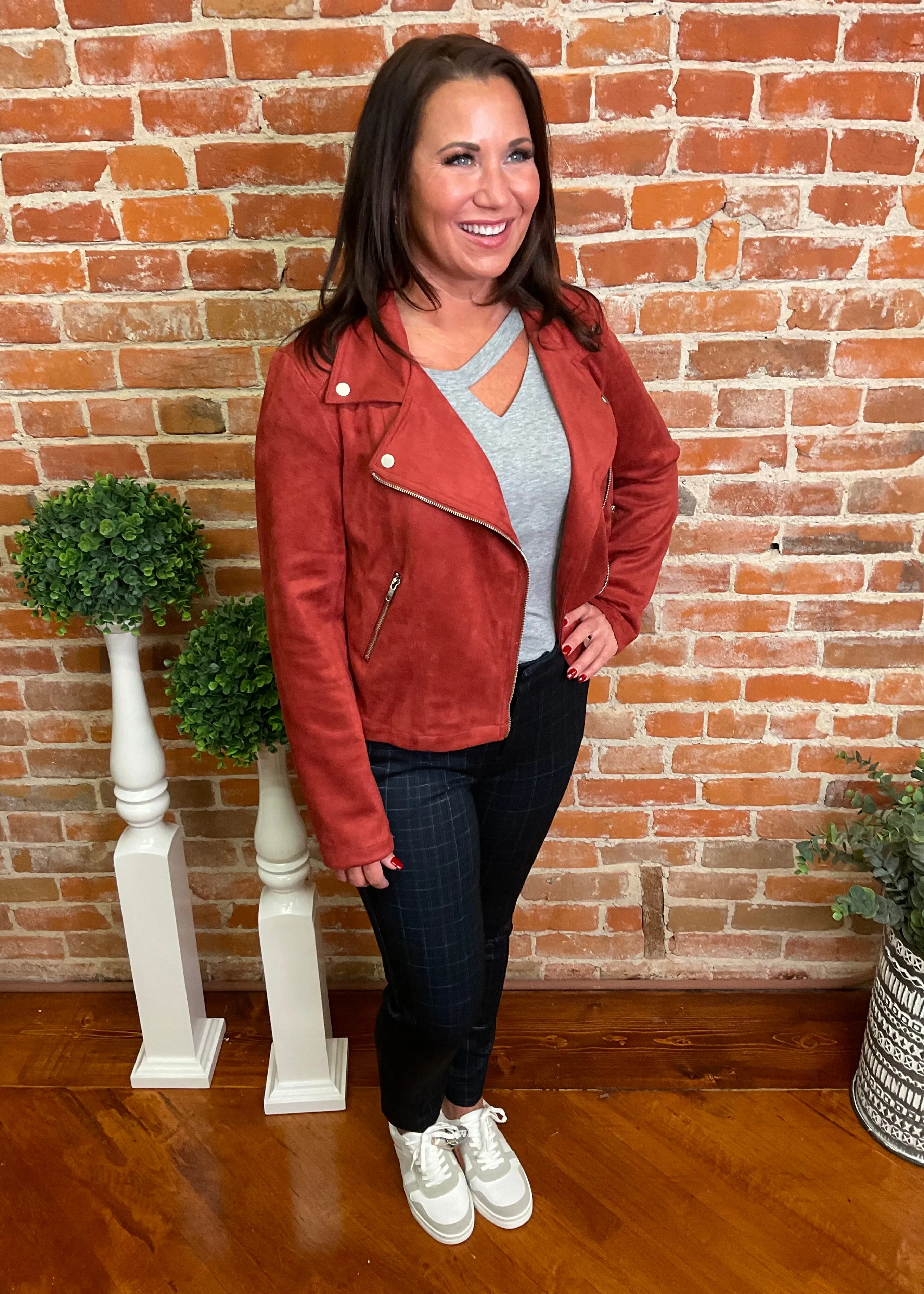 Brick Suede Moto Jacket