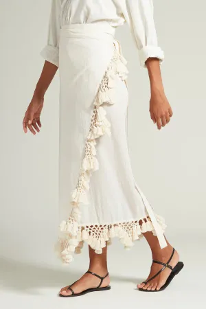 CAPRI CROCHETED WRAP SKIRT NATURAL
