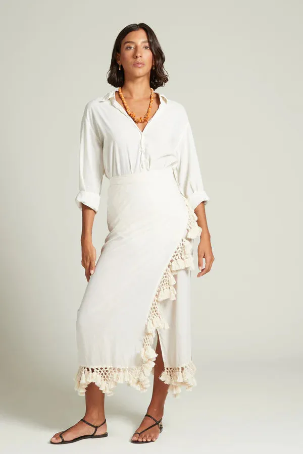 CAPRI CROCHETED WRAP SKIRT NATURAL