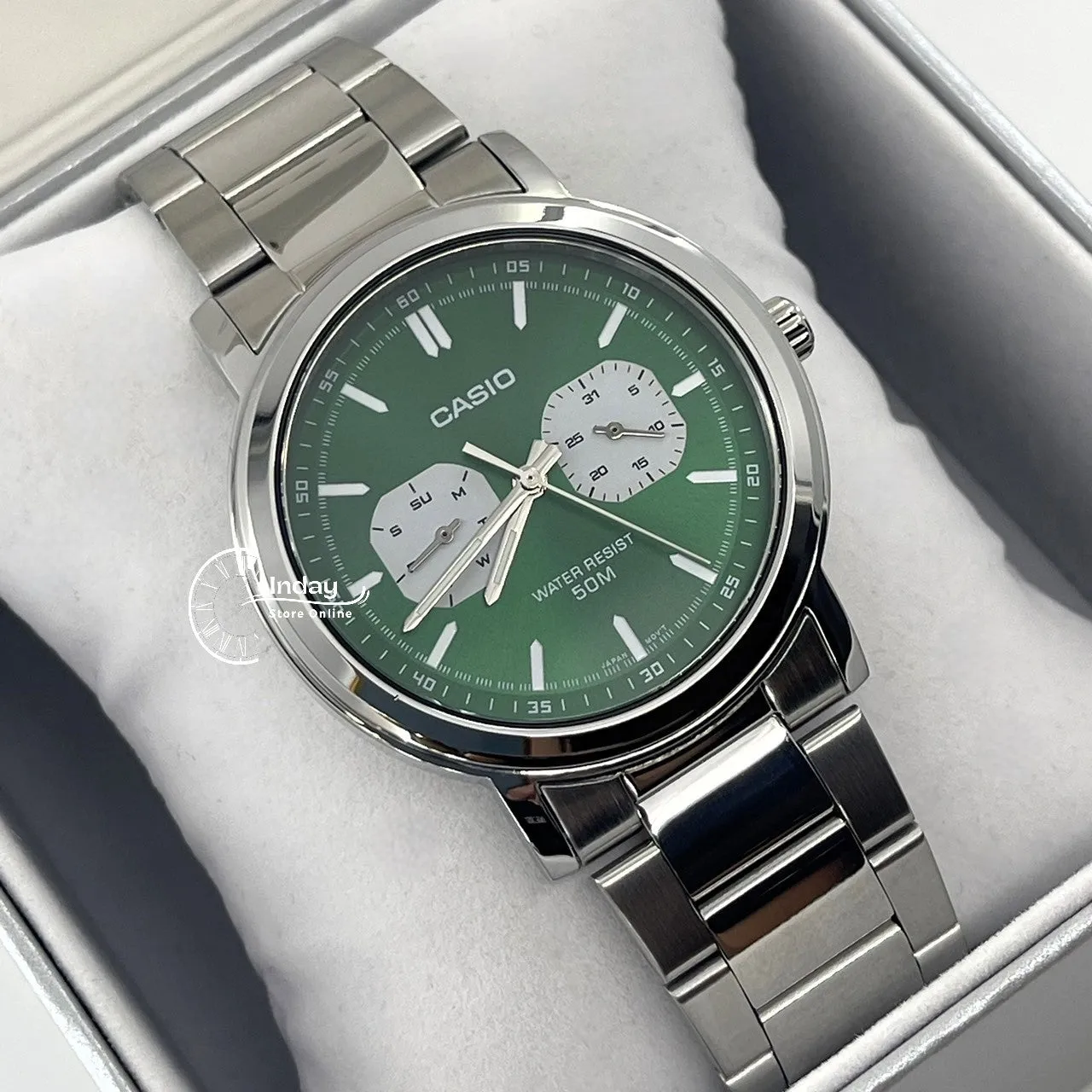 Casio Men's Watch MTP-E335D-3E Stainless Steel Band Mineral Glass