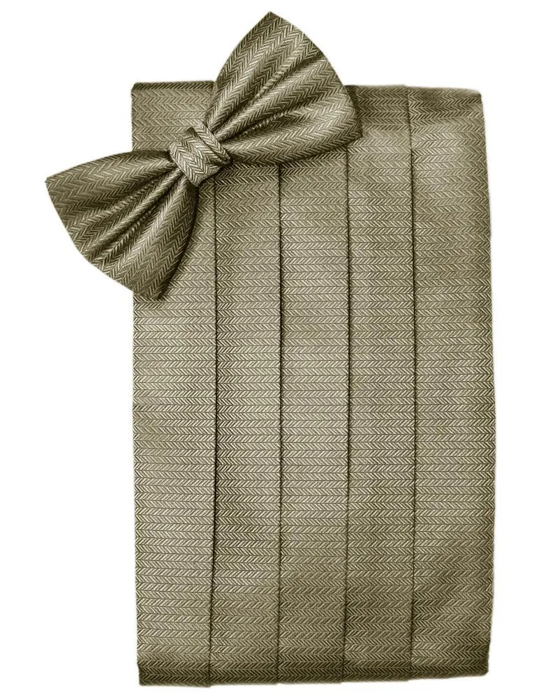 Champagne Herringbone Cummerbund