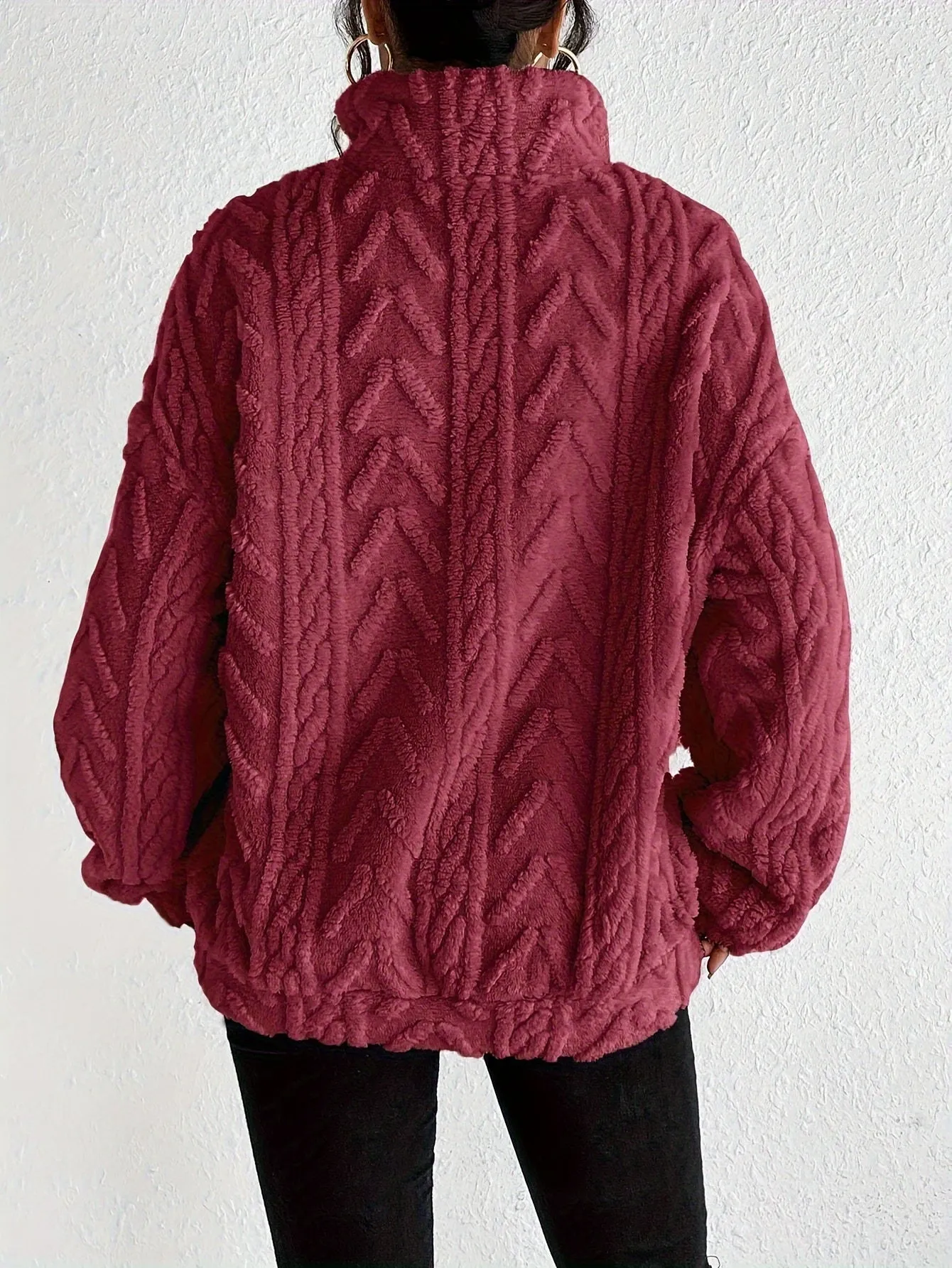 Chevron Fleece Pullover | Cozy Fit | Half-Zip Casual Essential