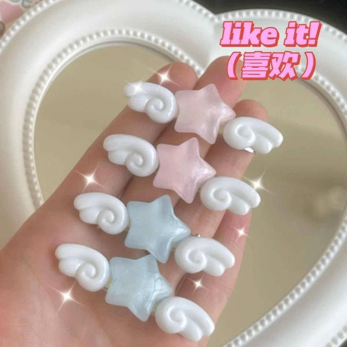 Chic 2 Pieces Star Angel Wings Hair Clips Set