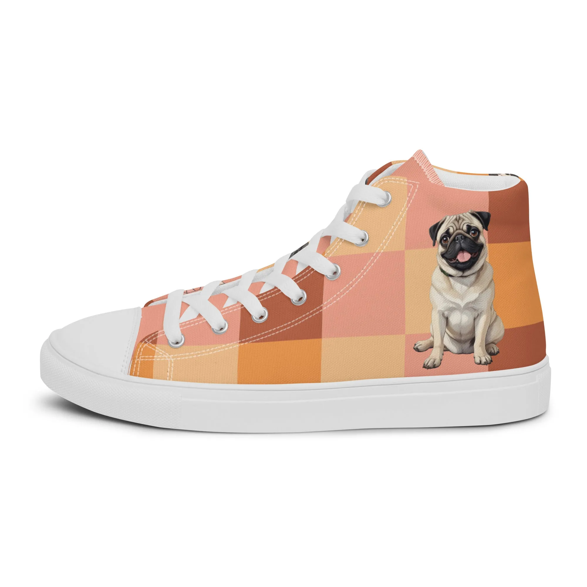 Chic Pug Print Women's High-Top Sneakers