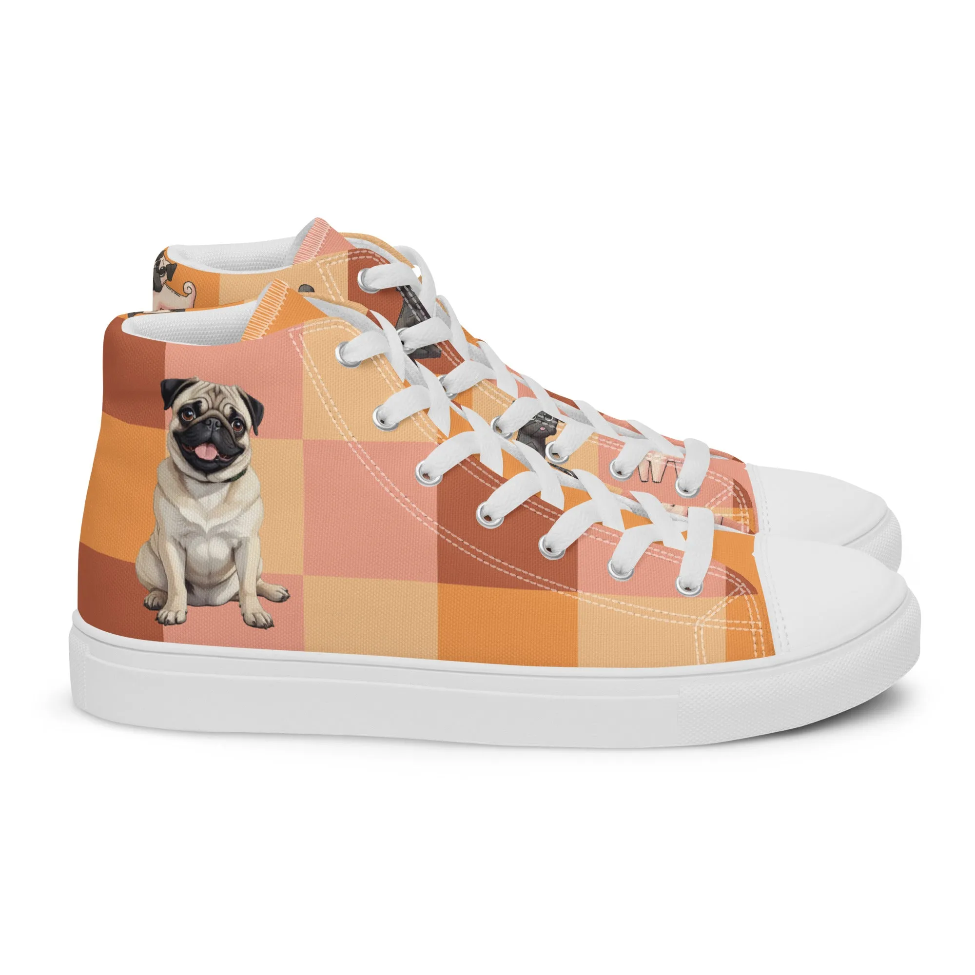 Chic Pug Print Women's High-Top Sneakers