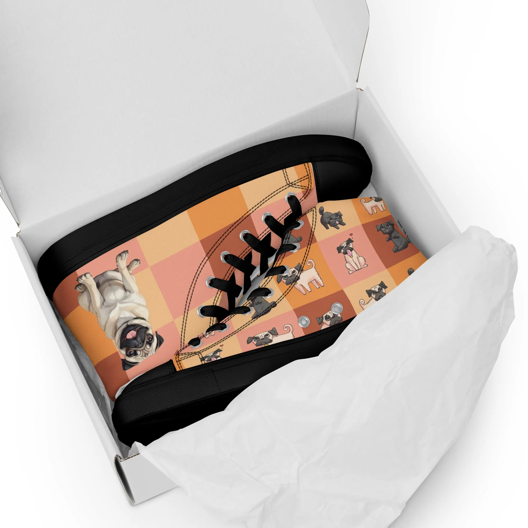Chic Pug Print Women's High-Top Sneakers