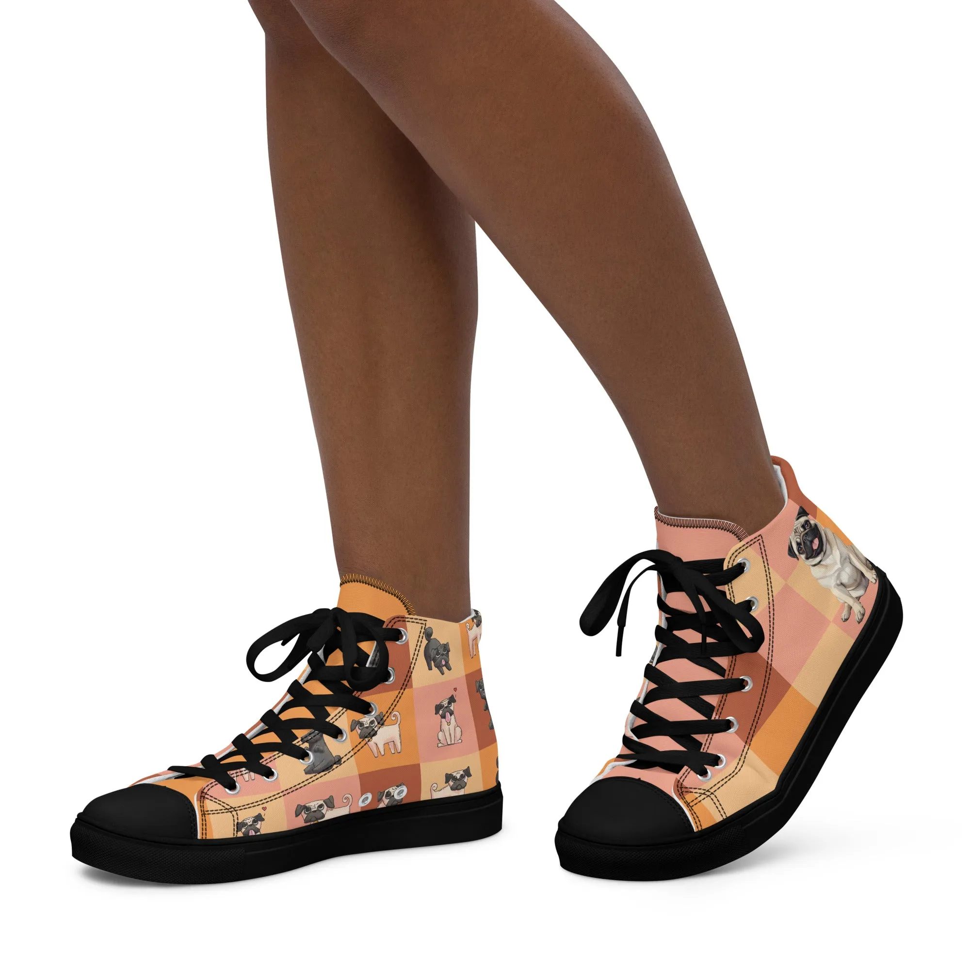 Chic Pug Print Women's High-Top Sneakers