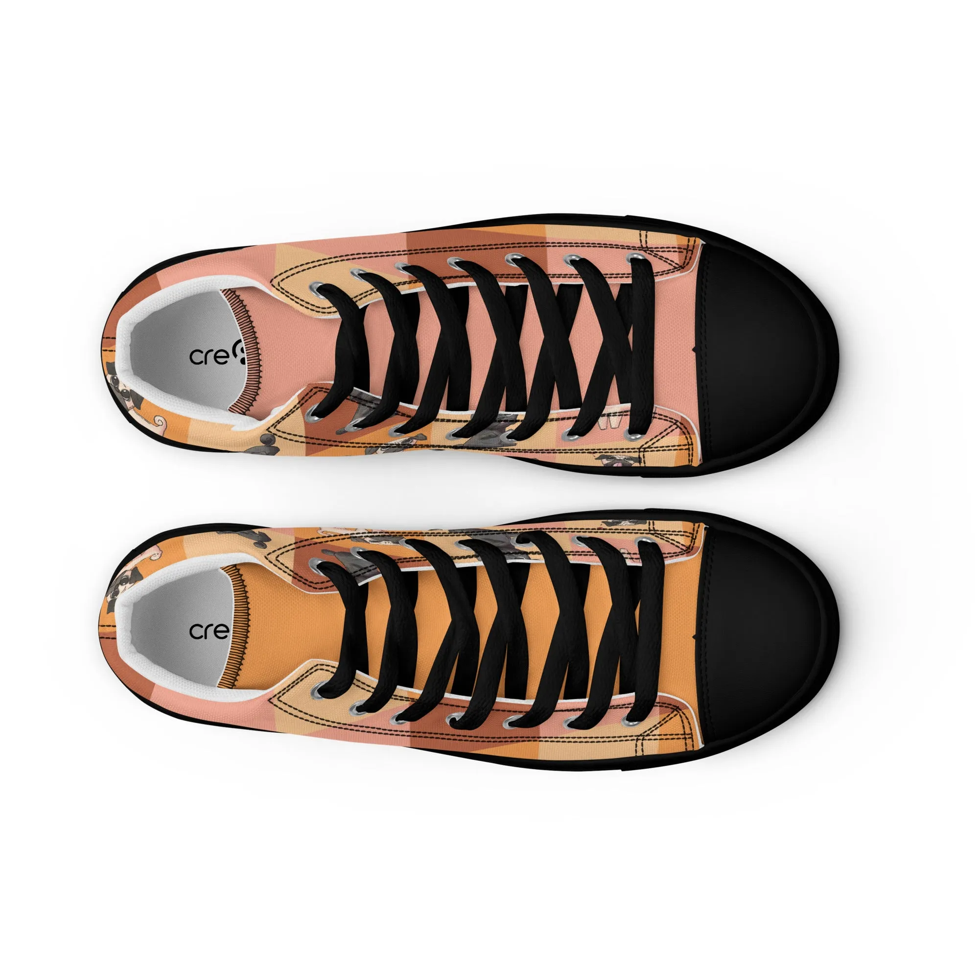 Chic Pug Print Women's High-Top Sneakers