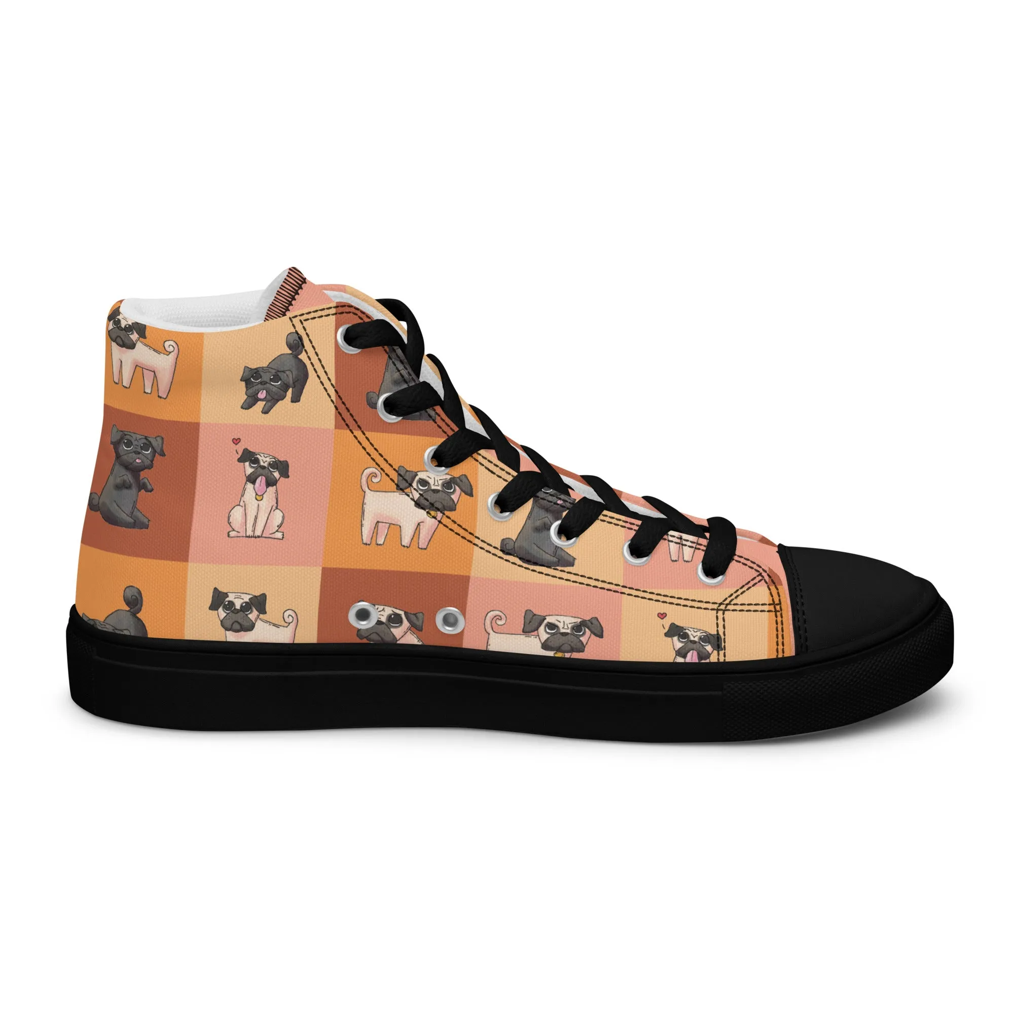 Chic Pug Print Women's High-Top Sneakers