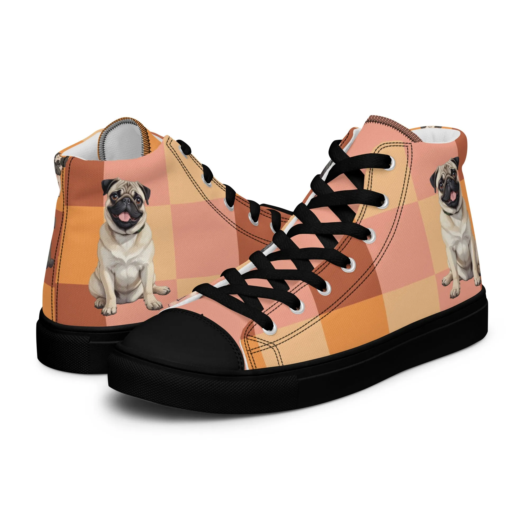 Chic Pug Print Women's High-Top Sneakers
