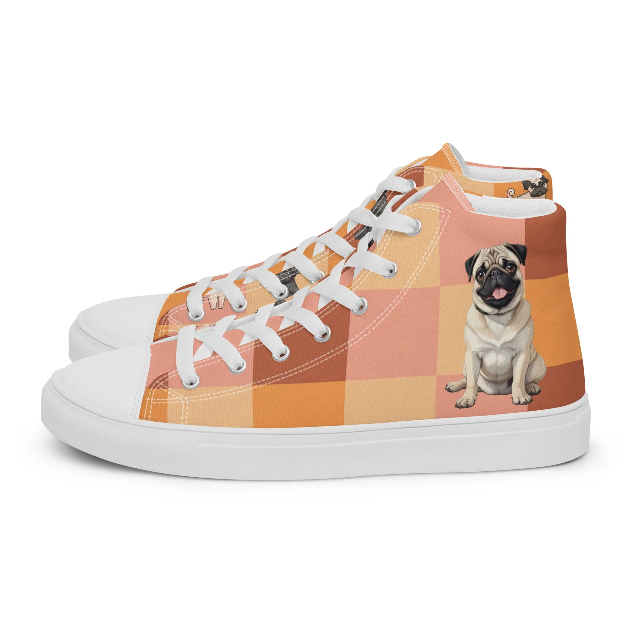 Chic Pug Print Women's High-Top Sneakers