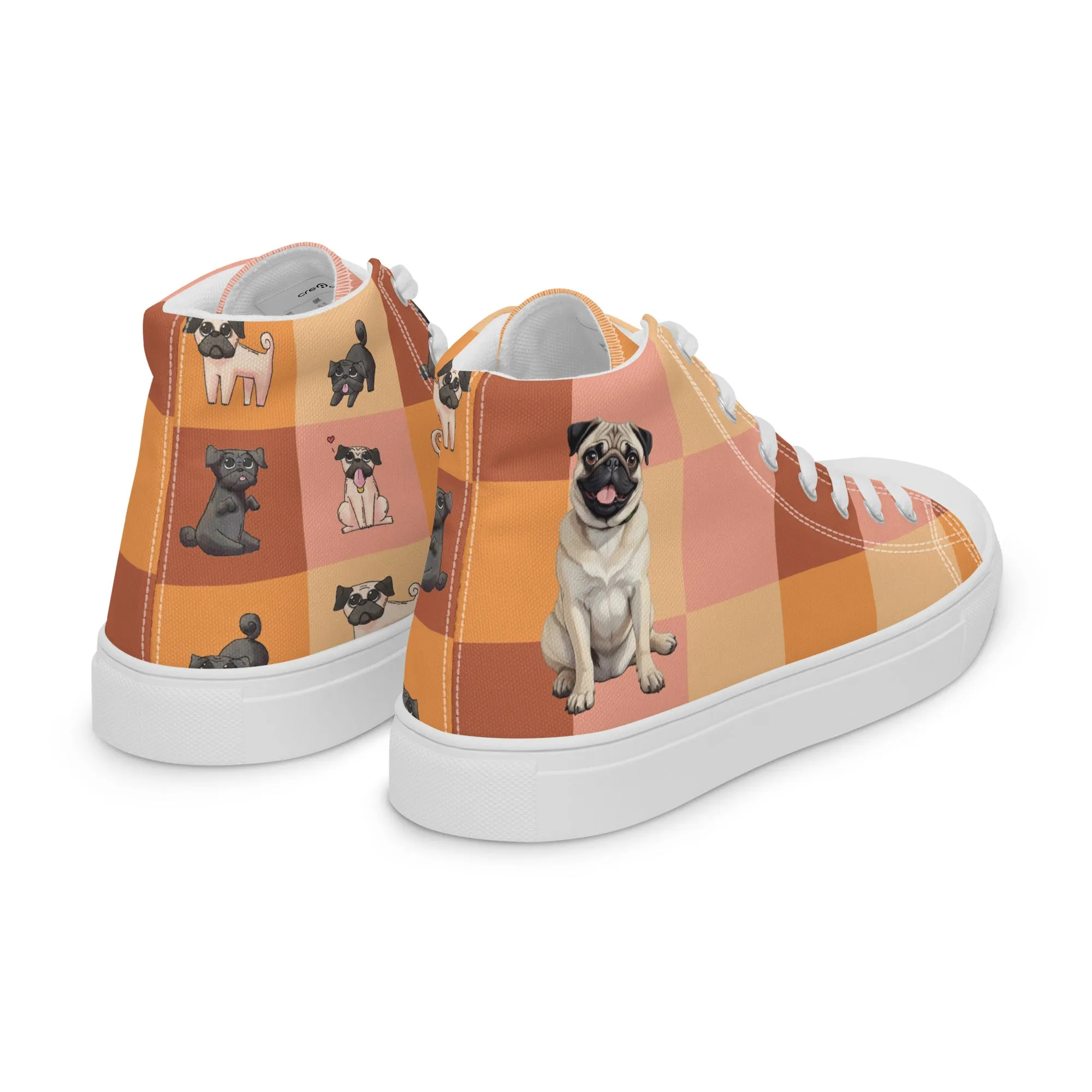 Chic Pug Print Women's High-Top Sneakers