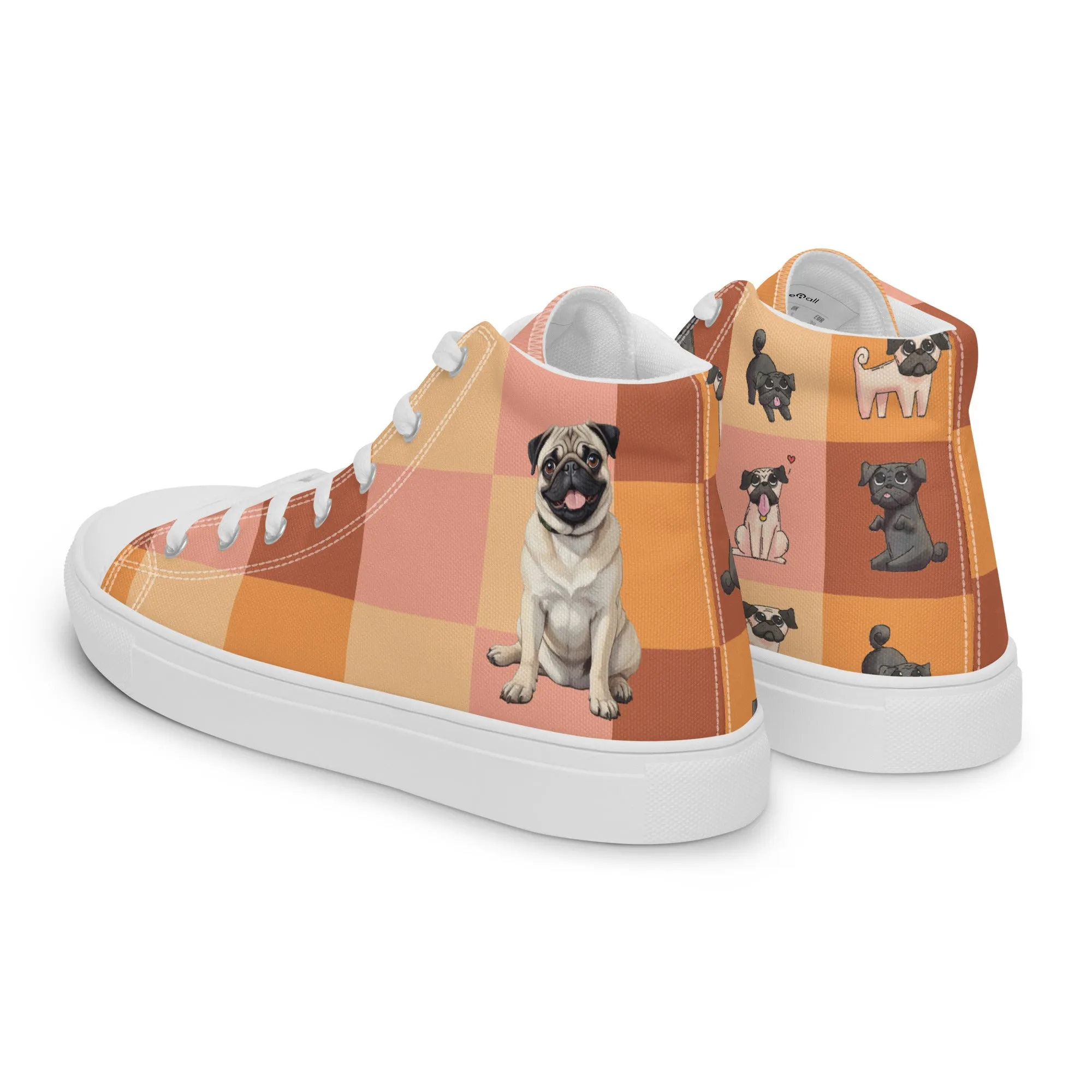 Chic Pug Print Women's High-Top Sneakers