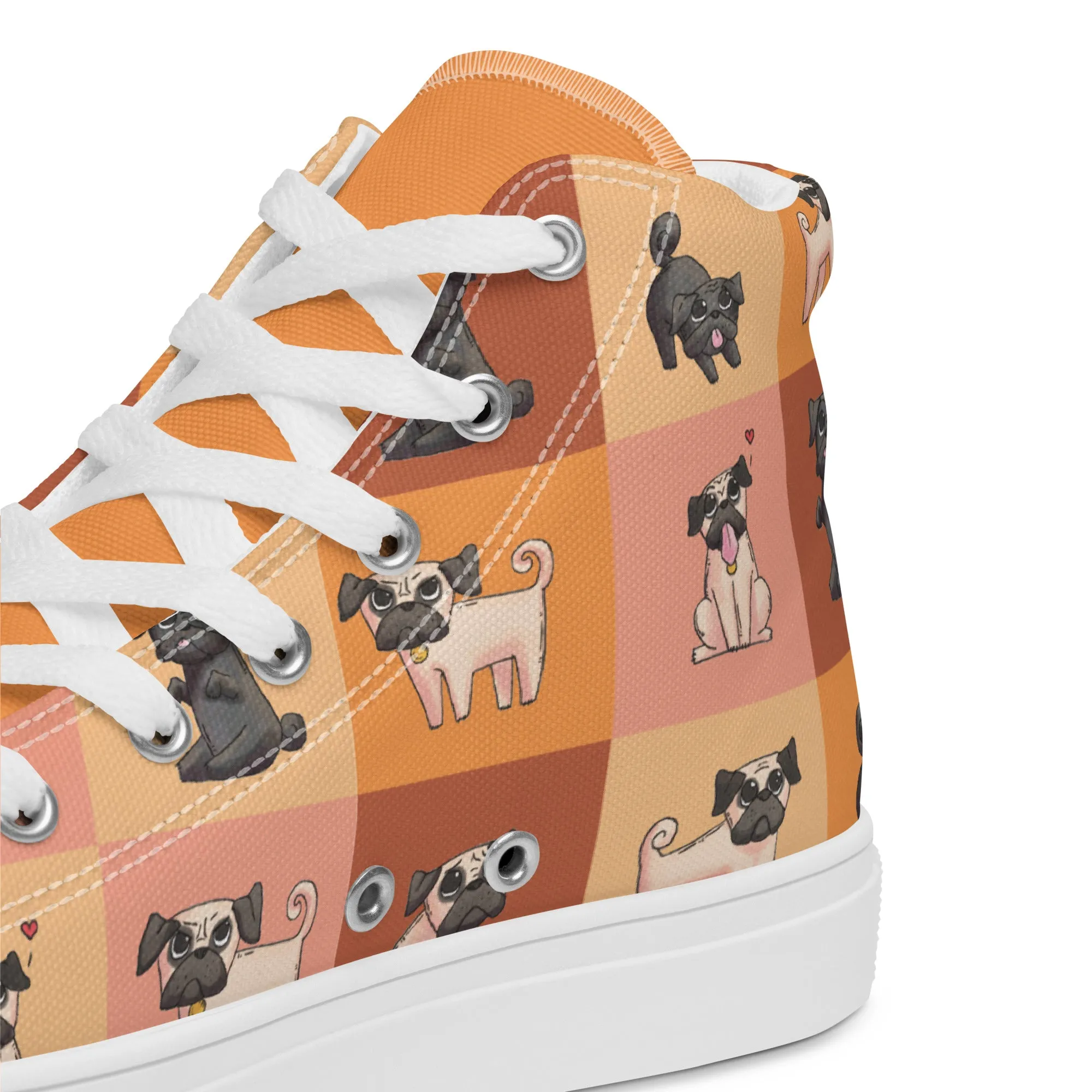 Chic Pug Print Women's High-Top Sneakers