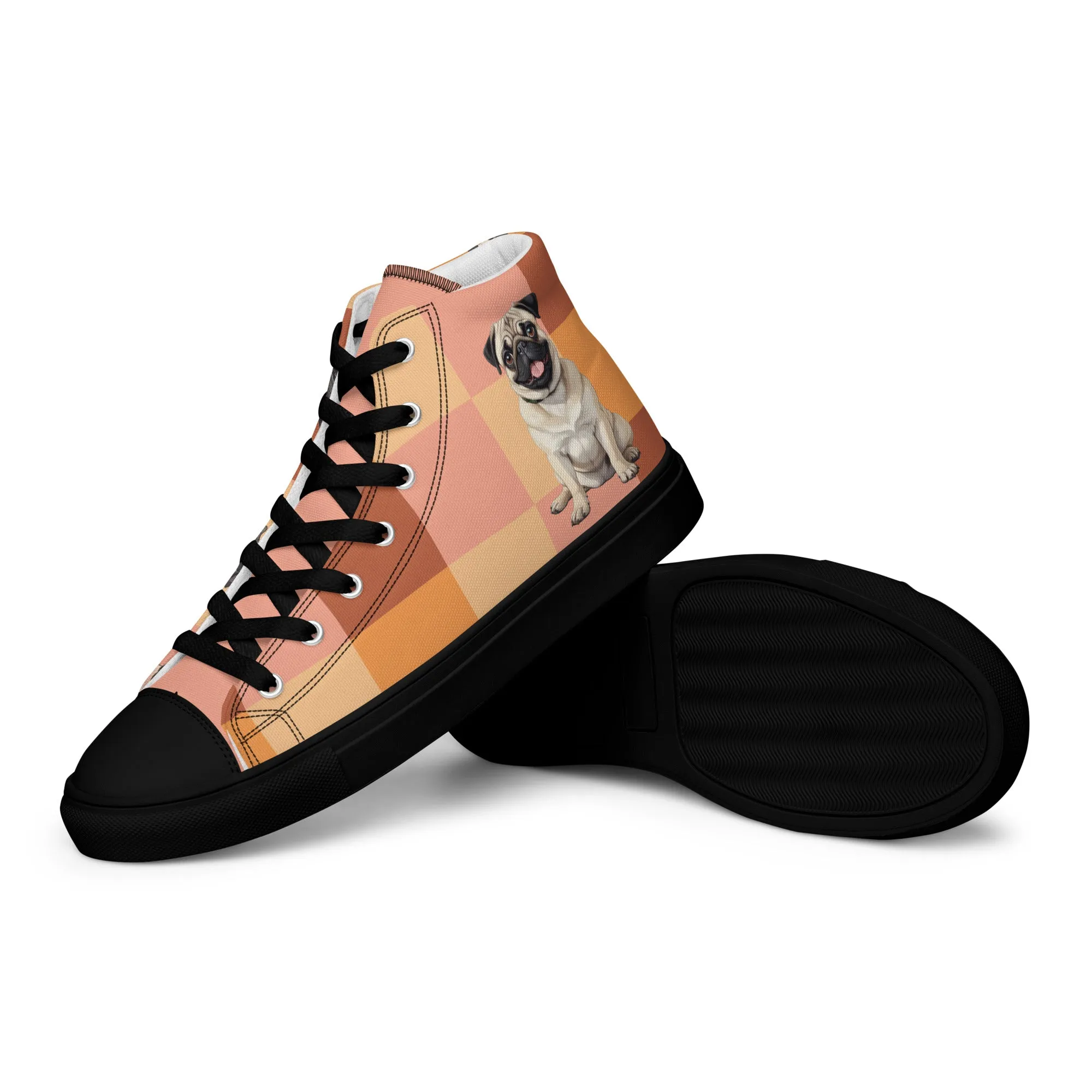 Chic Pug Print Women's High-Top Sneakers