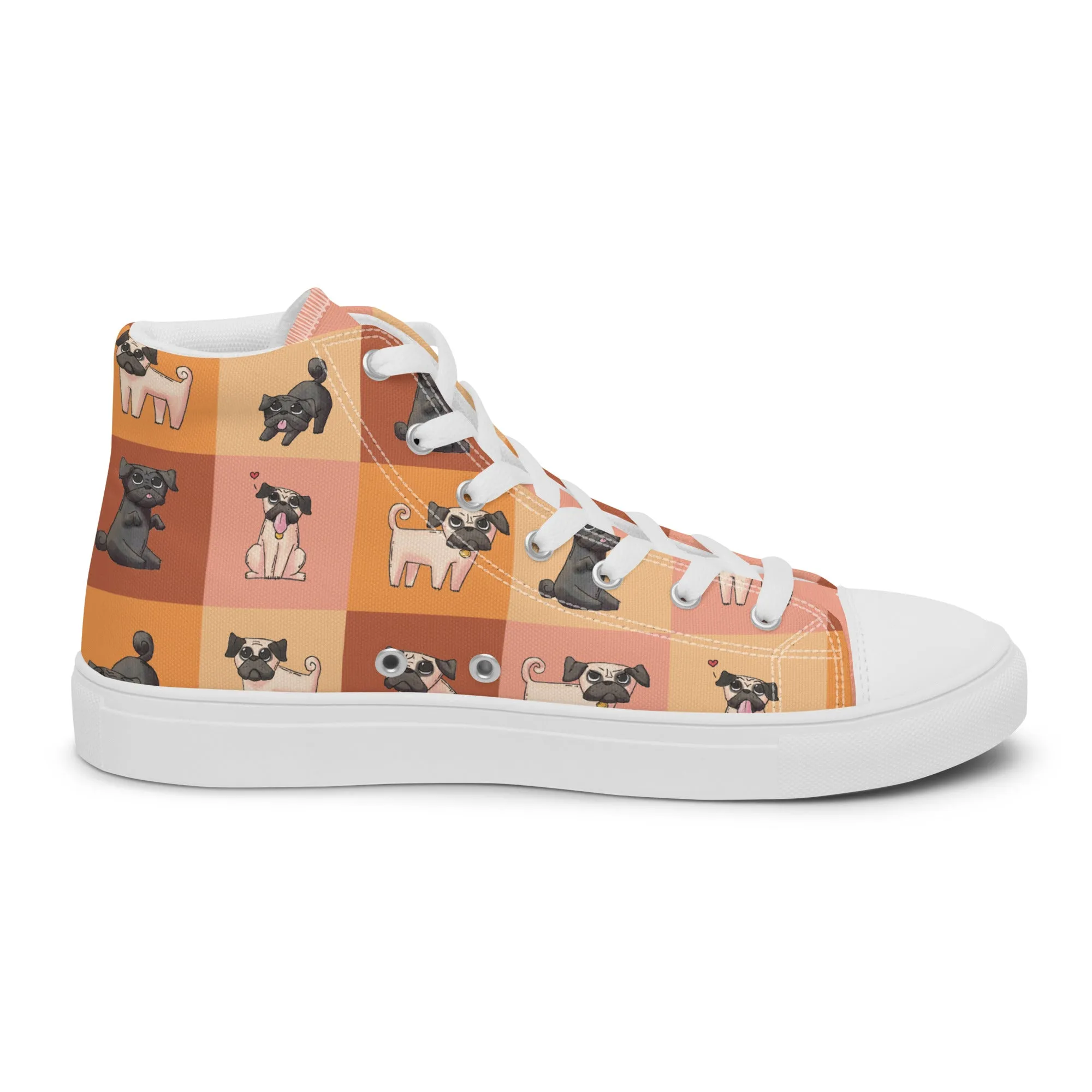 Chic Pug Print Women's High-Top Sneakers