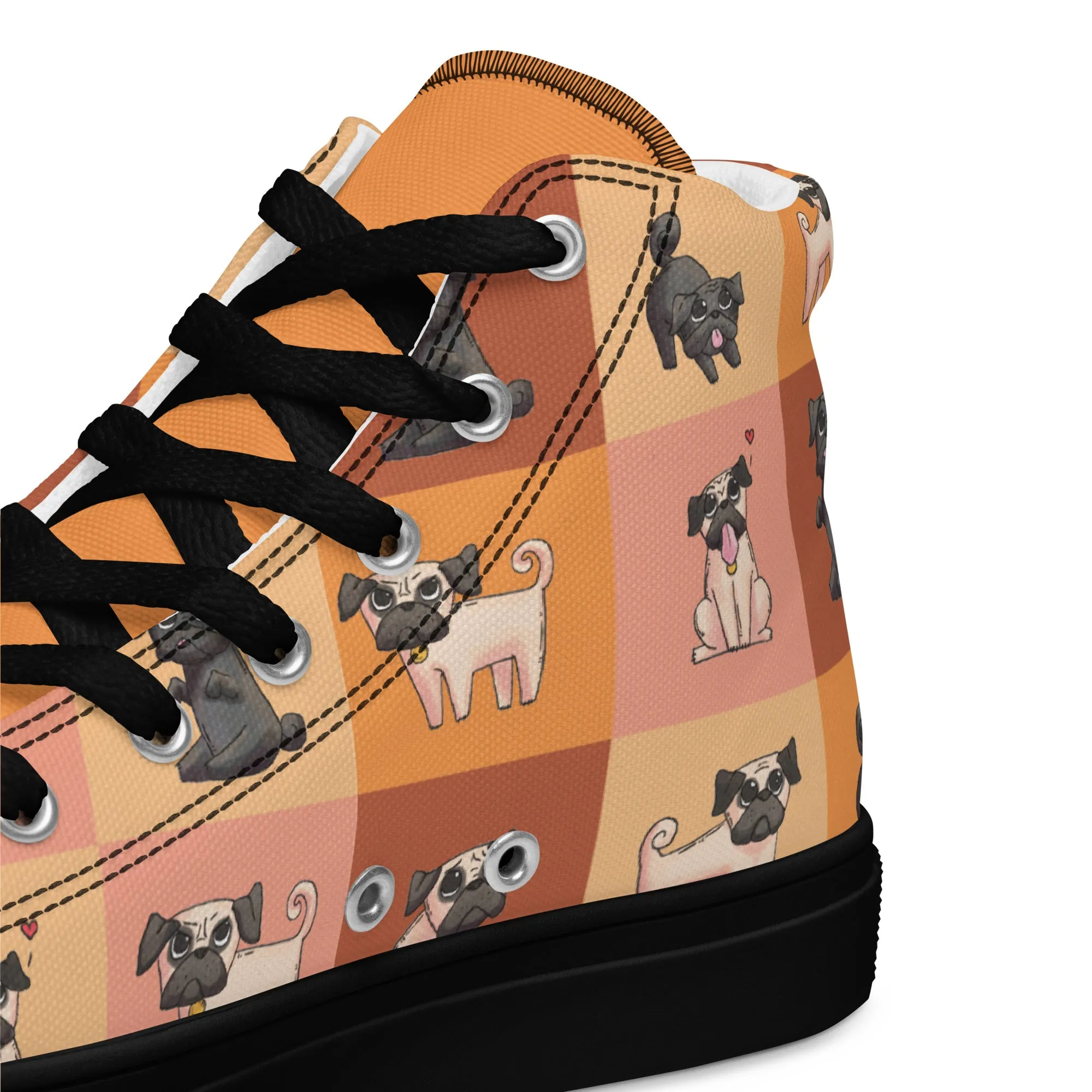 Chic Pug Print Women's High-Top Sneakers