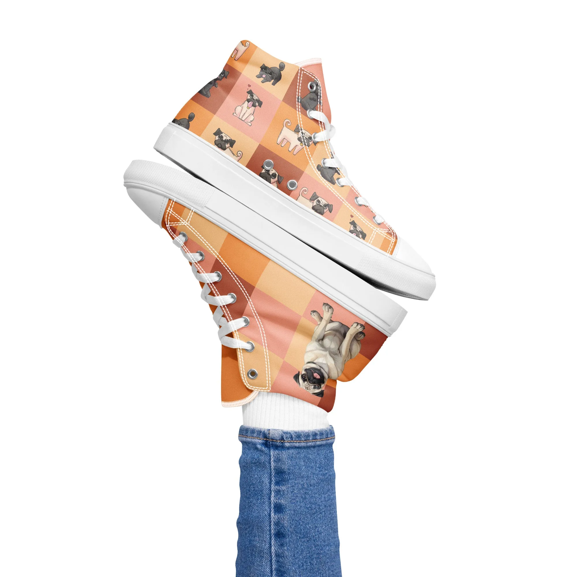 Chic Pug Print Women's High-Top Sneakers