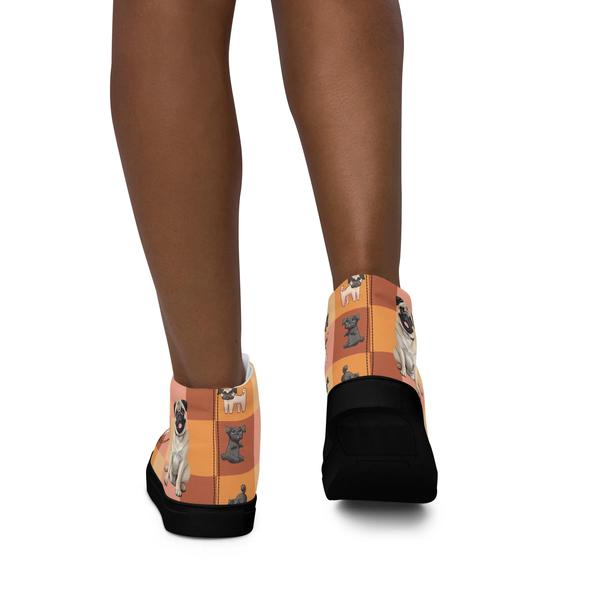 Chic Pug Print Women's High-Top Sneakers