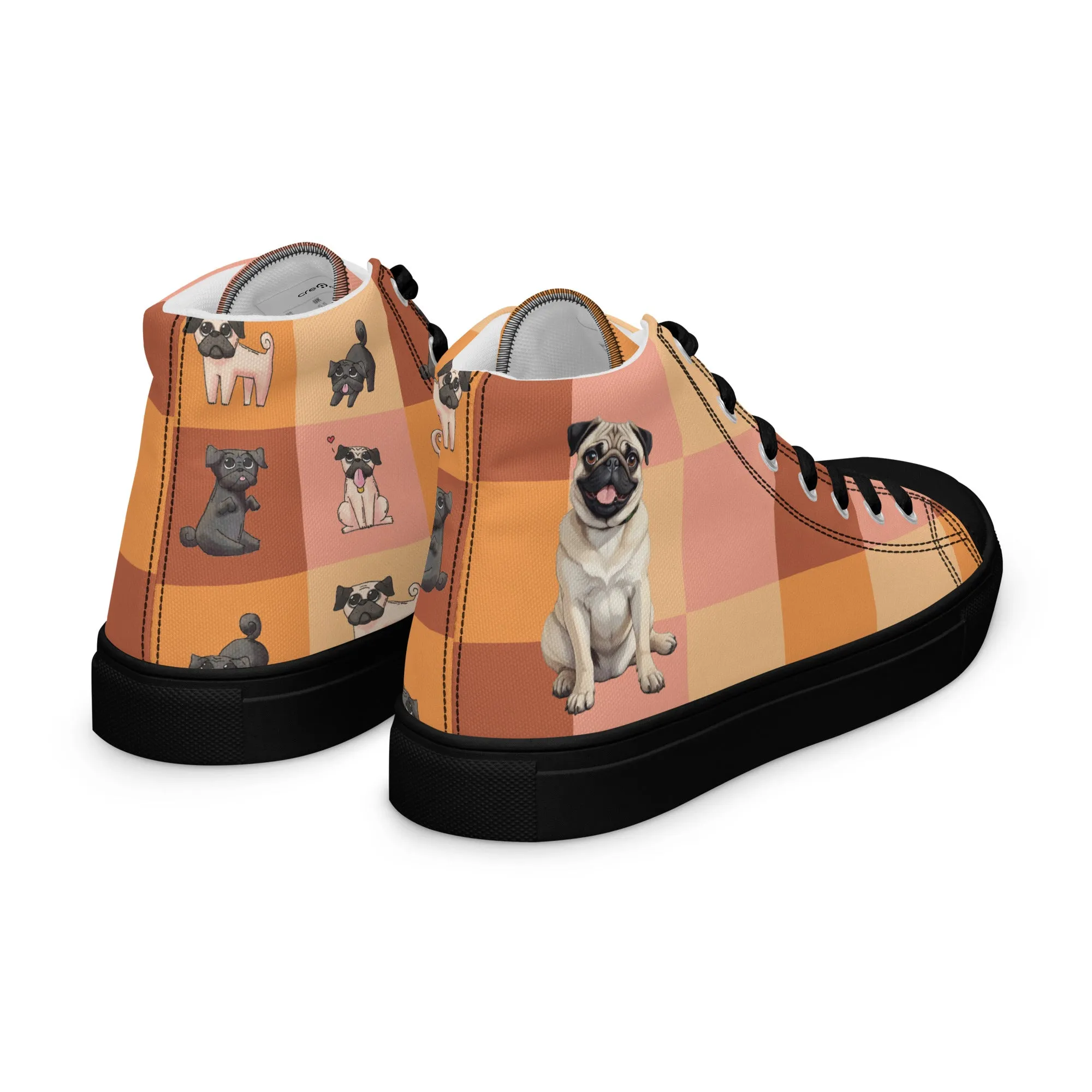 Chic Pug Print Women's High-Top Sneakers