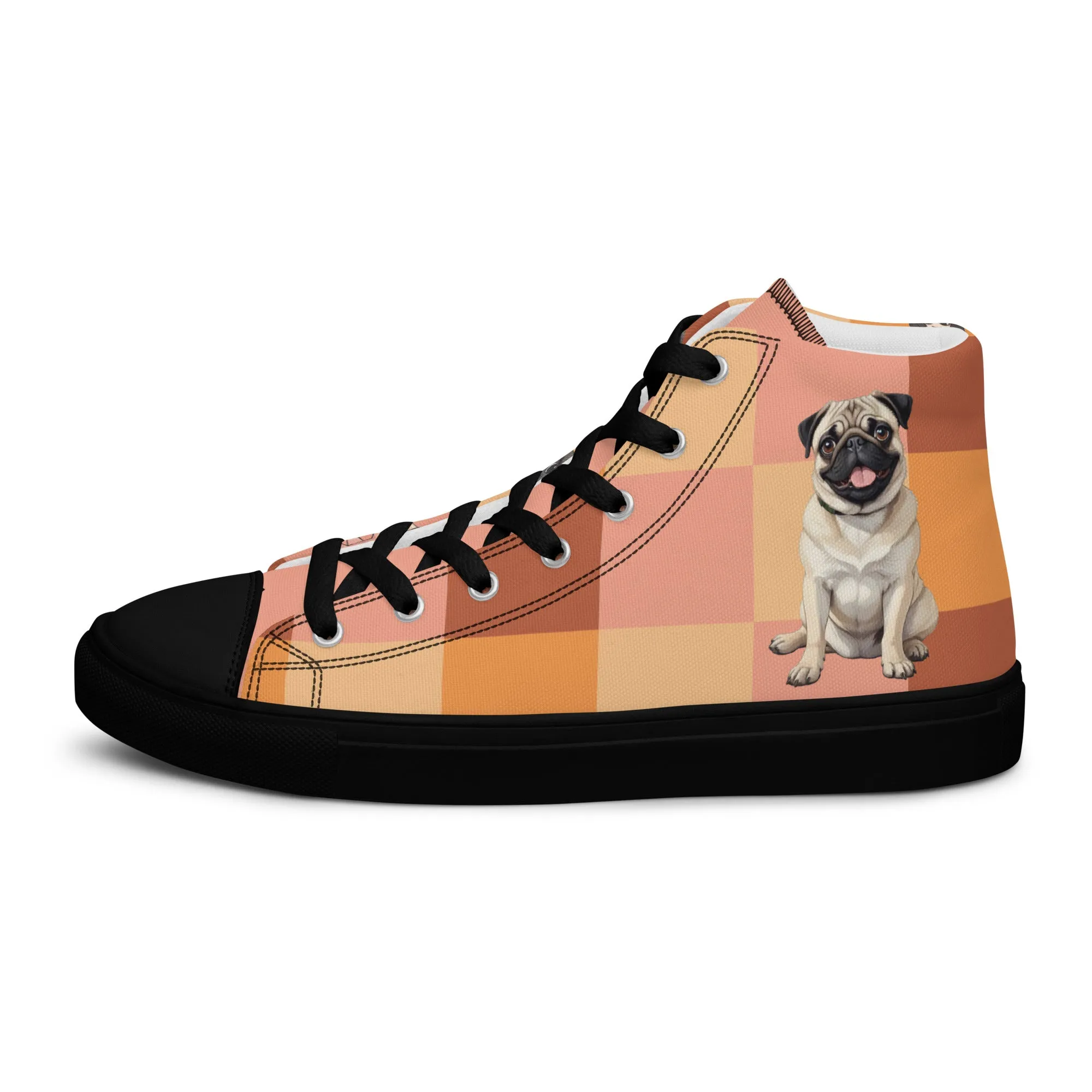 Chic Pug Print Women's High-Top Sneakers