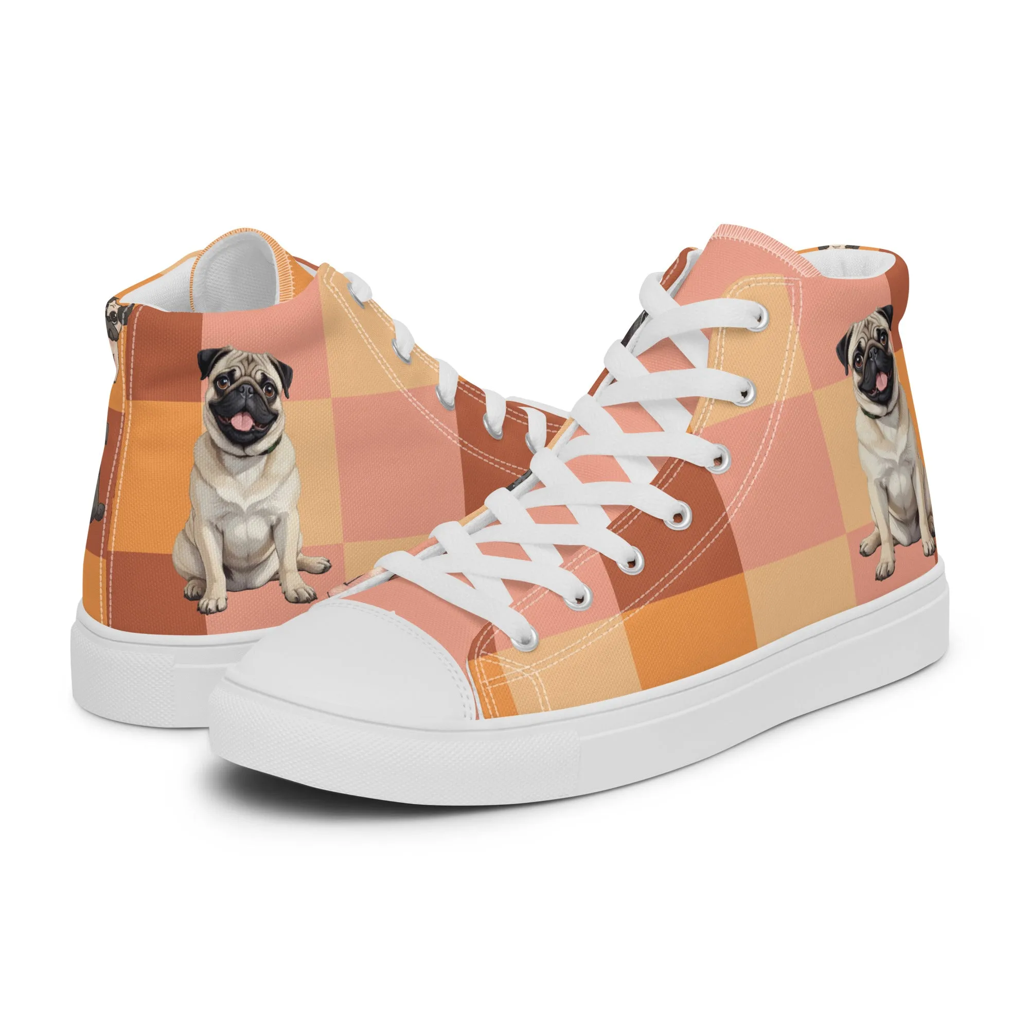Chic Pug Print Women's High-Top Sneakers